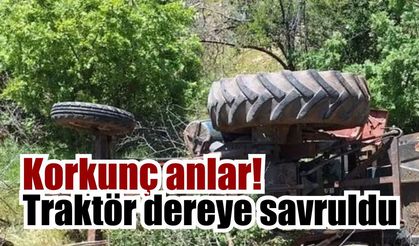 Devrilen traktörün altında kaldı!