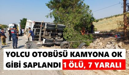 Yolcu otobüsü kamyona ok gibi saplandı! 1 ölü, 7 yaralı
