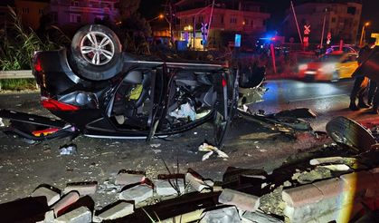 Nazilli’de feci kaza: Otomobil ters döndü, motoru metrelerce fırladı