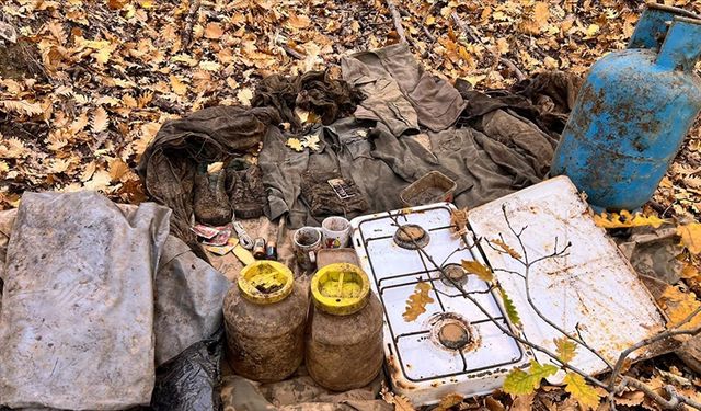 Terör örgütü PKK'ya ait sığınakta yaşam malzemesi ele geçirildi