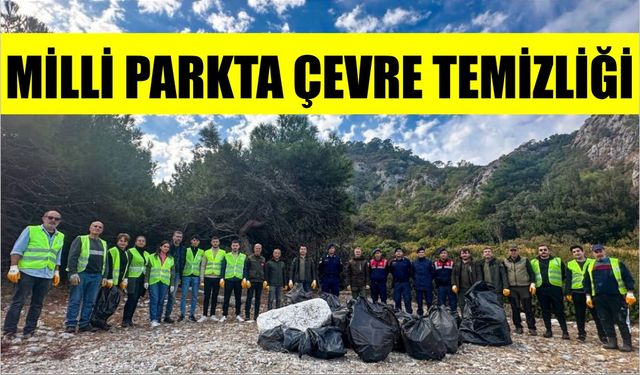 Milli parkta 75 torba çöp ve evsel atık toplandı