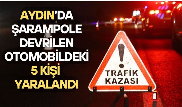 Aydın’da şarampole devrilen otomobilde 5 kişi yaralandı