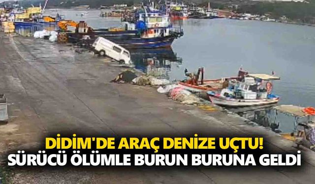 Didim'de araç denize uçtu! Sürücü ölümle burun buruna geldi
