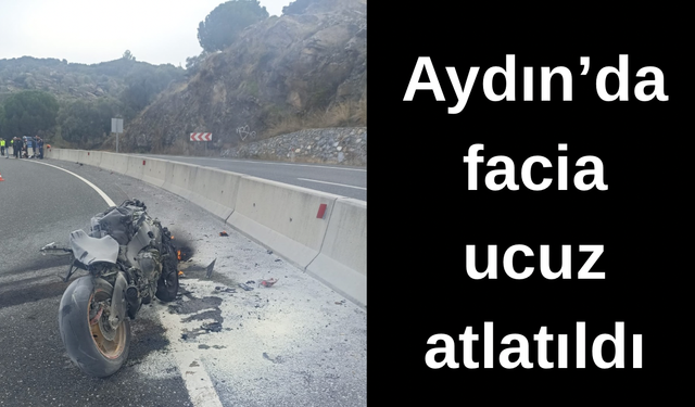 Aydın’da motosiklet alev aldı, sürücü son anda kurtuldu