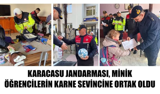 Karacasu Jandarması minik öğrencilerin karne sevincine ortak oldu