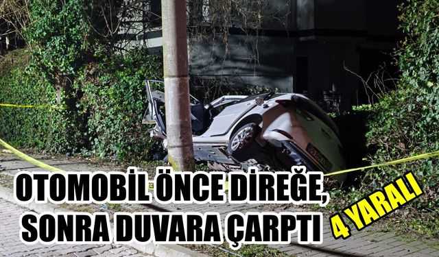Nazilli’de araç duvara çarparak durabildi: 4 yaralı