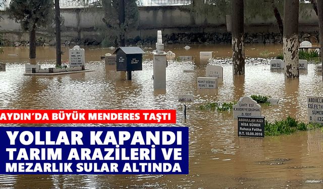 Aydın’da Büyük Menderes taştı: Yollar kapandı, tarım arazileri ve mezarlık sular altında