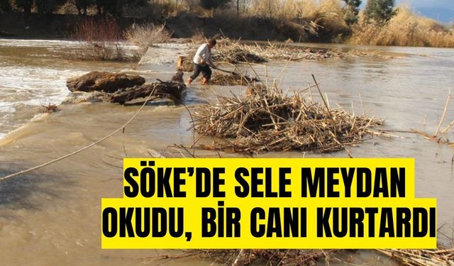 Söke’de sele meydan okudu, bir canı kurtardı