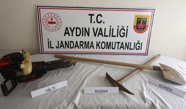 Aydın’da kaçak kazıya jandarma engeli