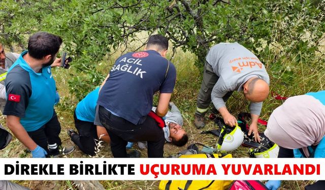 Kuyucak'ta korkutan anlar: Direkle birlikte uçuruma yuvarlandı