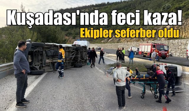 Kuşadası’nda otomobil ile minibüs çarpıştı: 12 yaralı