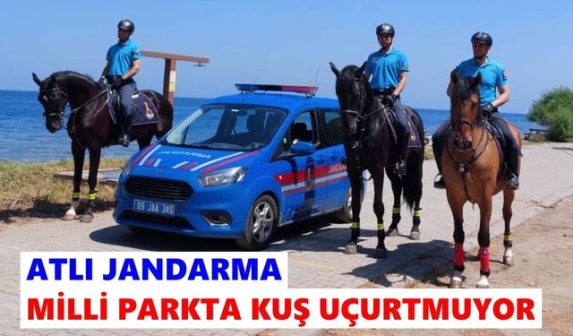 Atlı jandarma Milli Parkta kuş uçurtmuyor