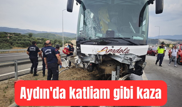 Aydın-Denizli otobanında feci kaza 18 kişi yaralandı, muavinin bacağı koptu