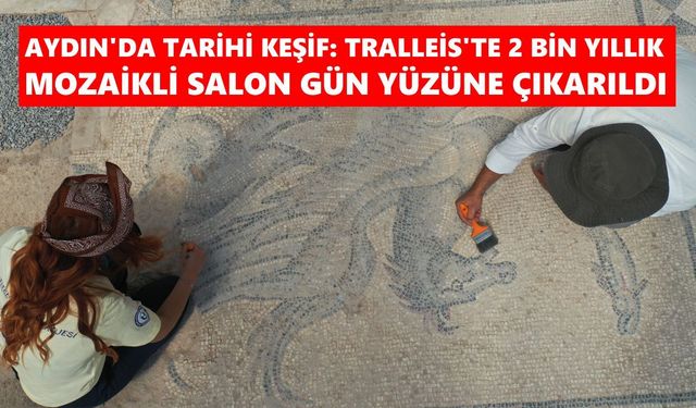 Aydın'da tarihi keşif! Tralleis'te 2 bin yıllık mozaikli salon gün yüzüne çıkarıldı