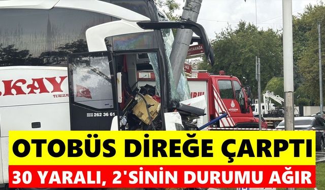 Yolcu otobüsü ile otomobil çarpıştı! 2'si ağır 30 yaralı