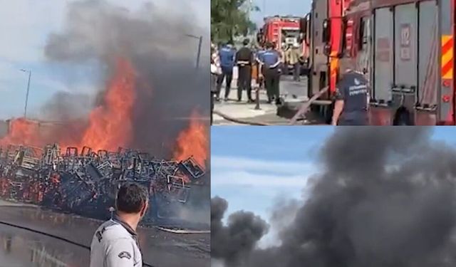 Hastane bahçesindeki yangın ekipleri seferber etti