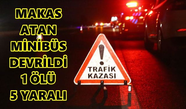 Makas atan minibüs devrildi: 1 ölü, 5 yaralı