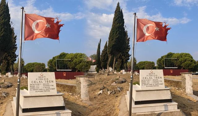 Aydın’daki şehitlikte tepki çeken görüntü!