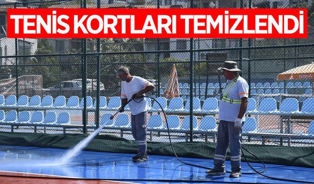 Kuşadası'ndaki tenis kortunun temizlik ve bakımları yapıldı