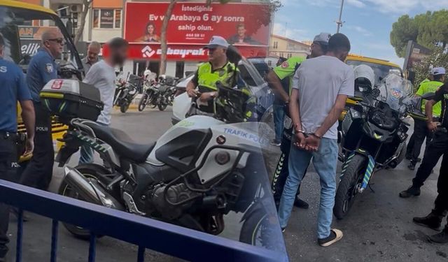 Aydın’da motosikleti trafikten men edilen ehliyetsiz sürücü çılgına döndü!