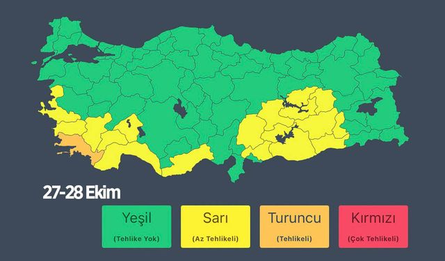 Aydın için sarı, Muğla için turuncu kod uyarısı verildi