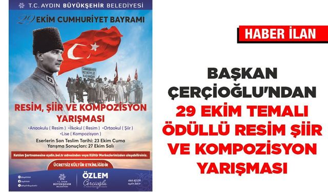 Başkan Çerçioğlu’ndan 29 Ekim temalı ödüllü resim, şiir ve kompozisyon yarışması