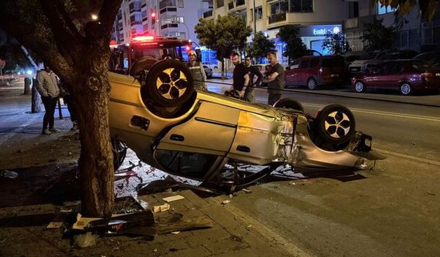 Takla atan otomobilin sürücüsü yaralandı