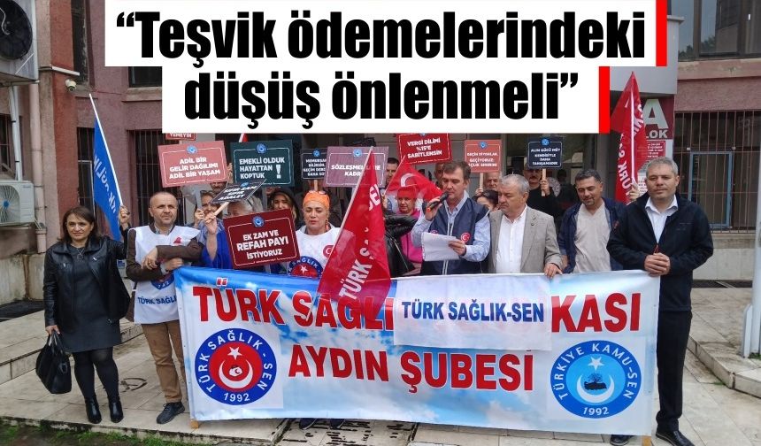 Aydın’da sağlık çalışanlarından yağmur altında eylem