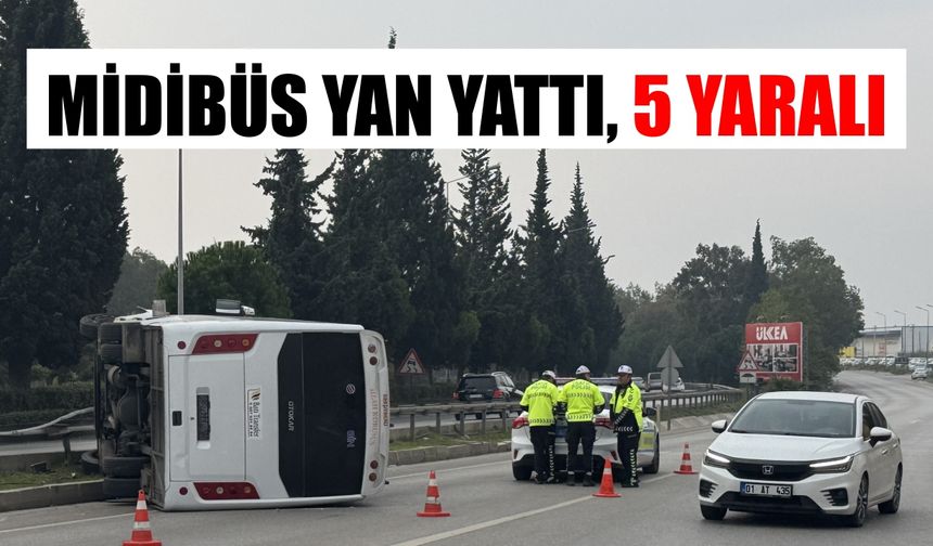 Yolcu midibüsü devrildi: 5 kişi yaralandı