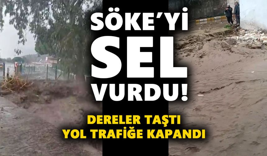 Söke'yi sel vurdu! Dereler taştı, yol trafiğe kapandı
