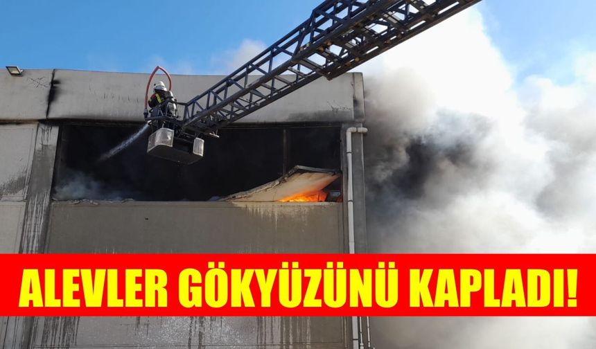 Didim sanayisinde korkutan yangın: Alevler gökyüzünü kapladı!