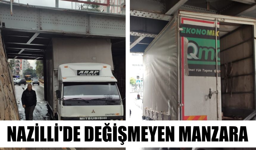 Nazilli'de Alt geçide kamyon sıkıştı