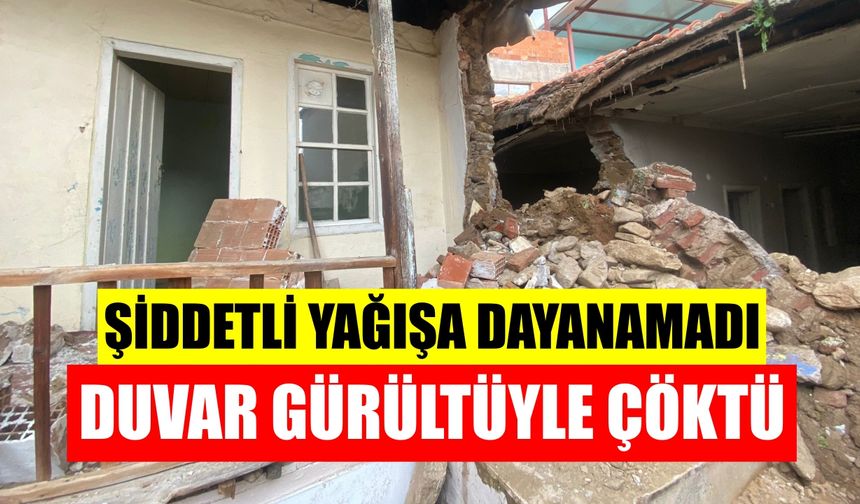 Nazilli’de şiddetli yağışa dayanamayan duvar yıkıldı
