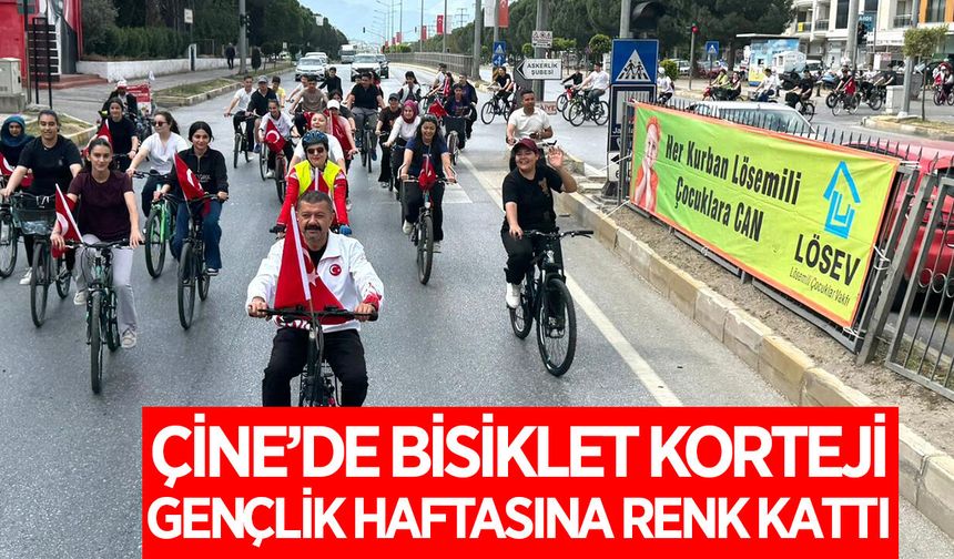 Çine'de bisiklet korteji gençlik haftasına renk kattı