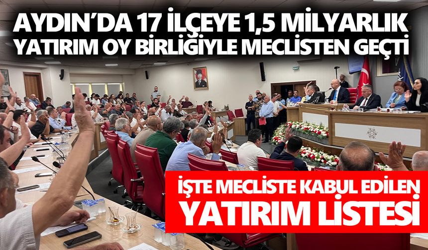 Aydın’da 17 ilçeye 1,5 milyarlık yatırım oy birliğiyle kabul edildi