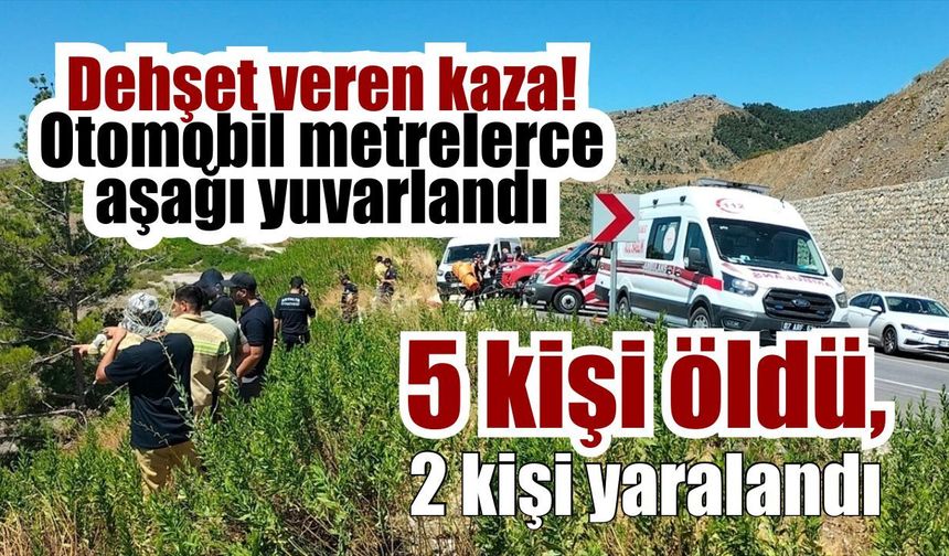 Dehşet veren kaza! Otomobil metrelerce aşağı yuvarlandı