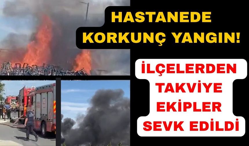 Hastane bahçesindeki yangın ekipleri seferber etti