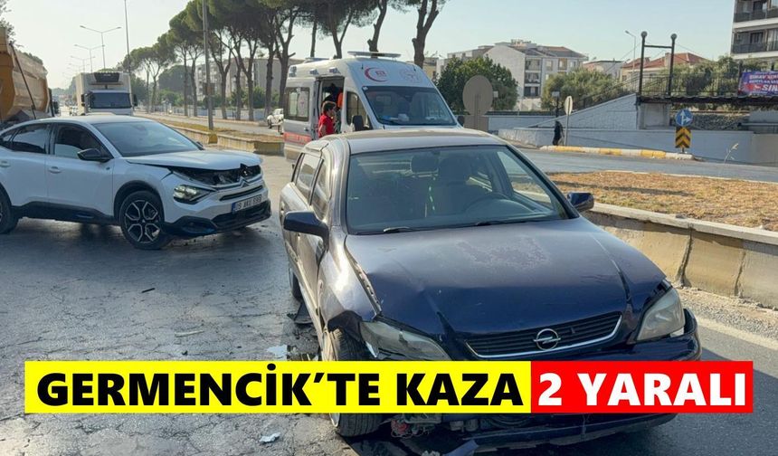 Germencik’te iki otomobil bir anda çarpıştı: 2 yaralı