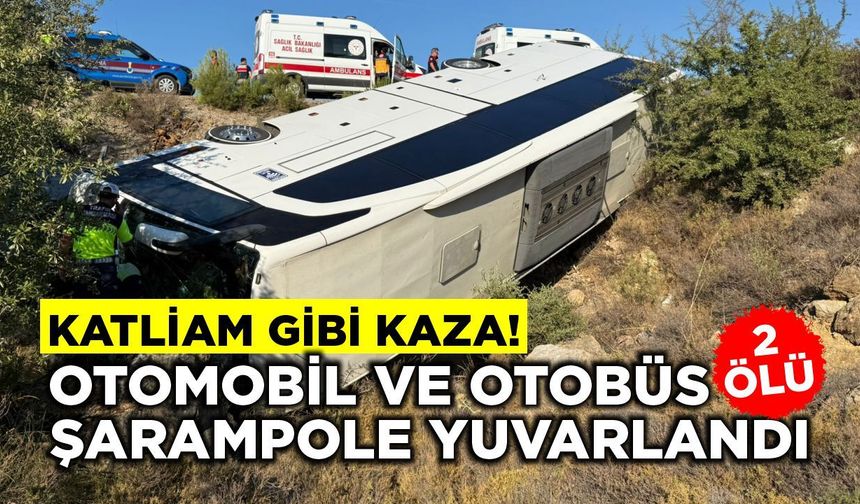 Otobüsle otomobil şarampole devrildi: 2 ölü