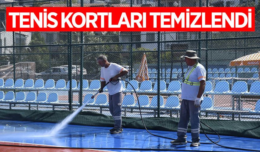 Kuşadası'ndaki tenis kortunun temizlik ve bakımları yapıldı