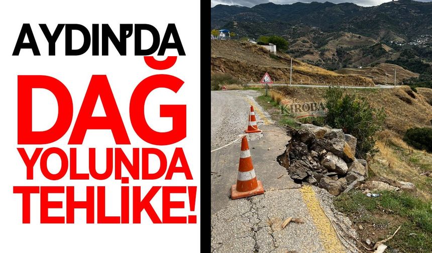 Aydın'da yağmur sonrası yol kenarı çöktü