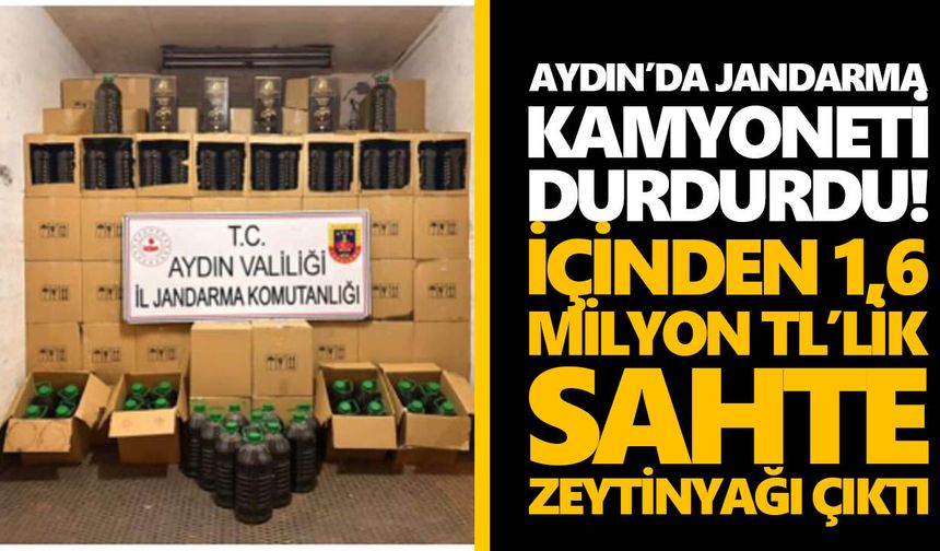 Aydın’da jandarma kamyoneti durdurdu! İçinden 1,6 milyon TL’lik sahte zeytinyağı çıktı
