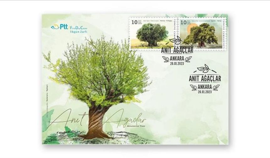 PTT'den "Anıt Ağaçlar" konulu anma pulu ve ilk gün zarfı