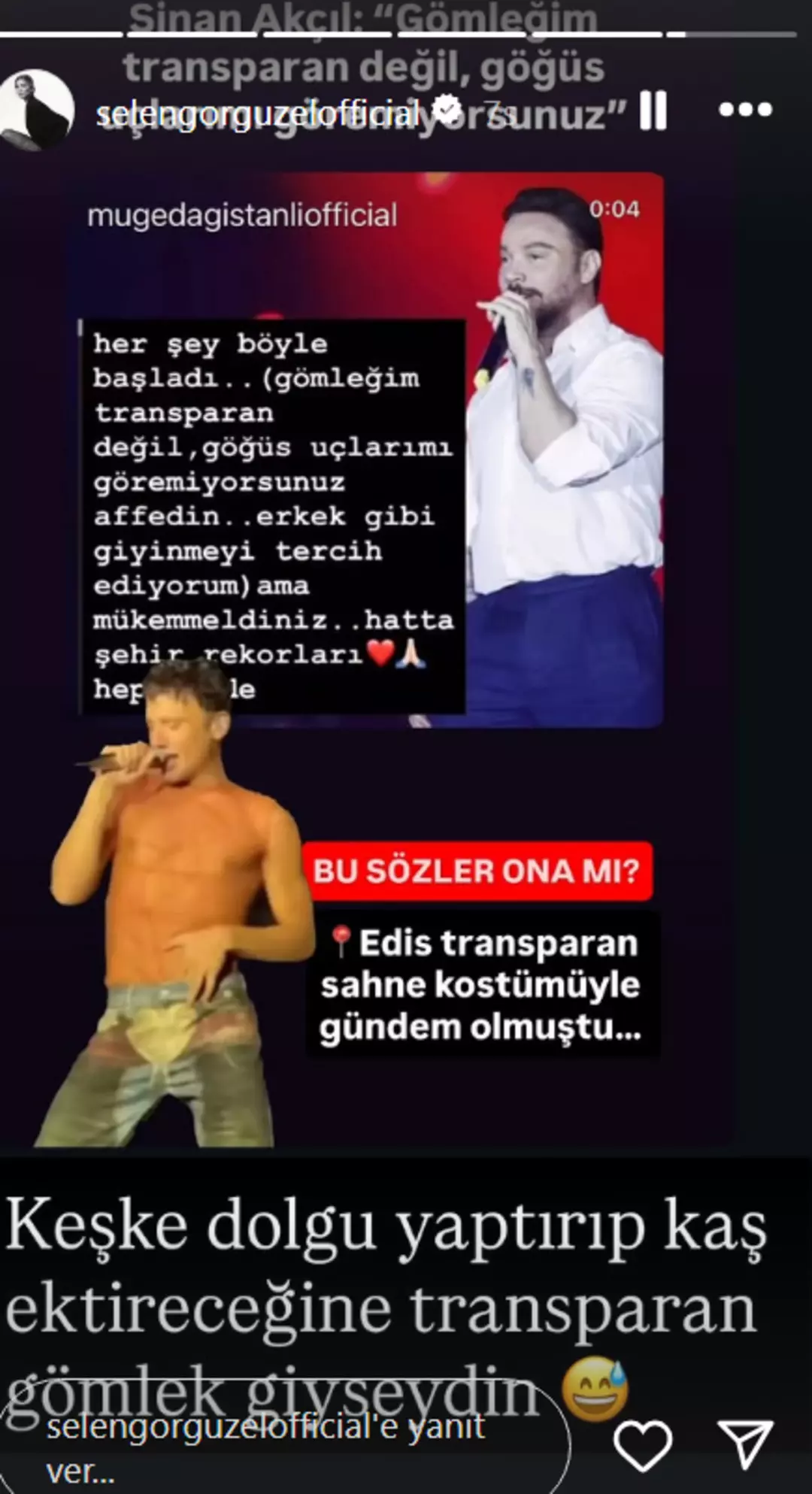 Sinan Akçıl’a Selen Görgüzel’den Olay Yanıt “Kaş Ektireceğine Transparan Gömlek Giy!” 1 (1)