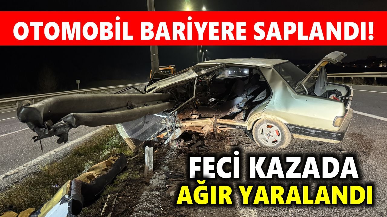Kontrolden çıkan araç bariyere saplandı: Sürücü ağır yaralı