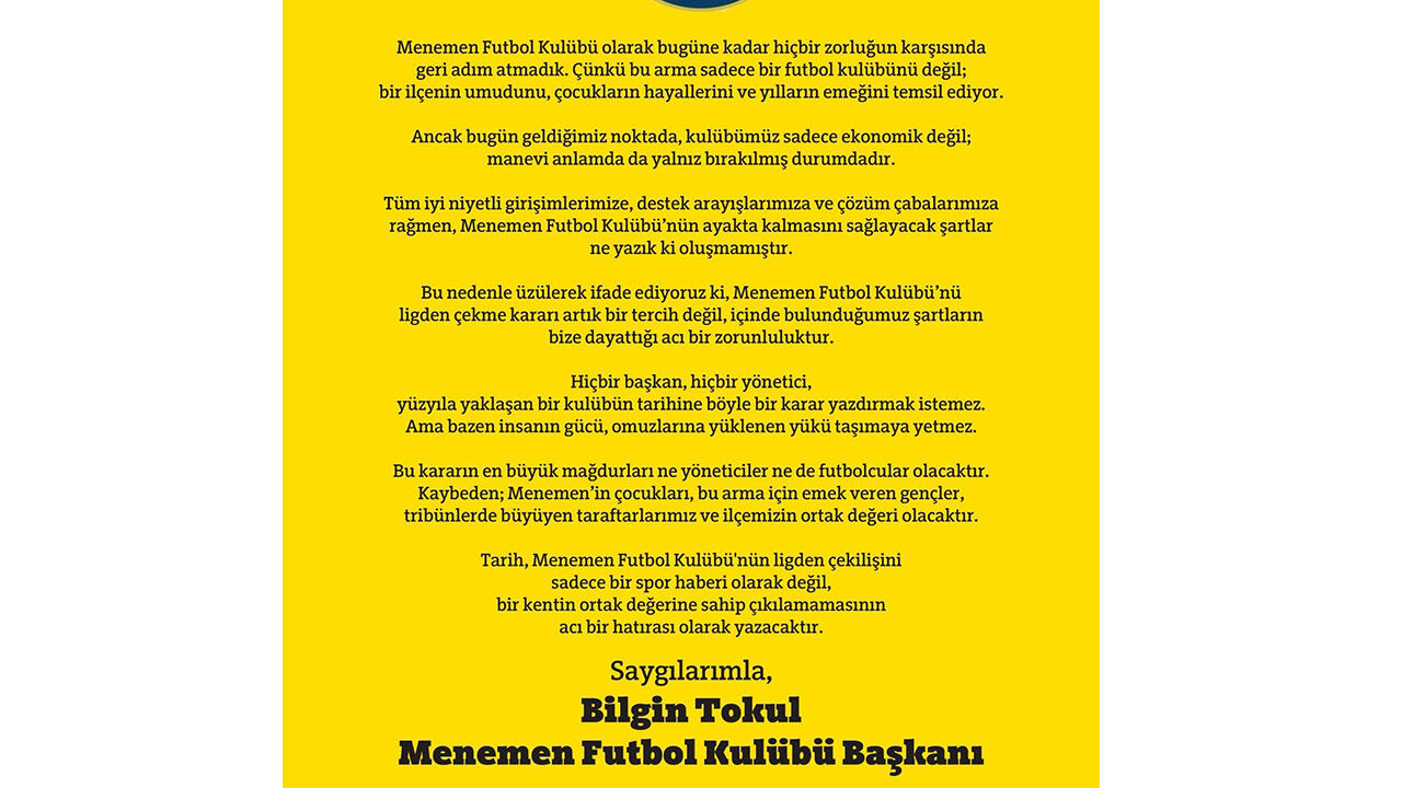 Menemen Fk Ligden Çekildi