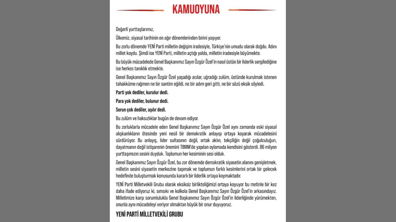 Yeni Parti Bildiri