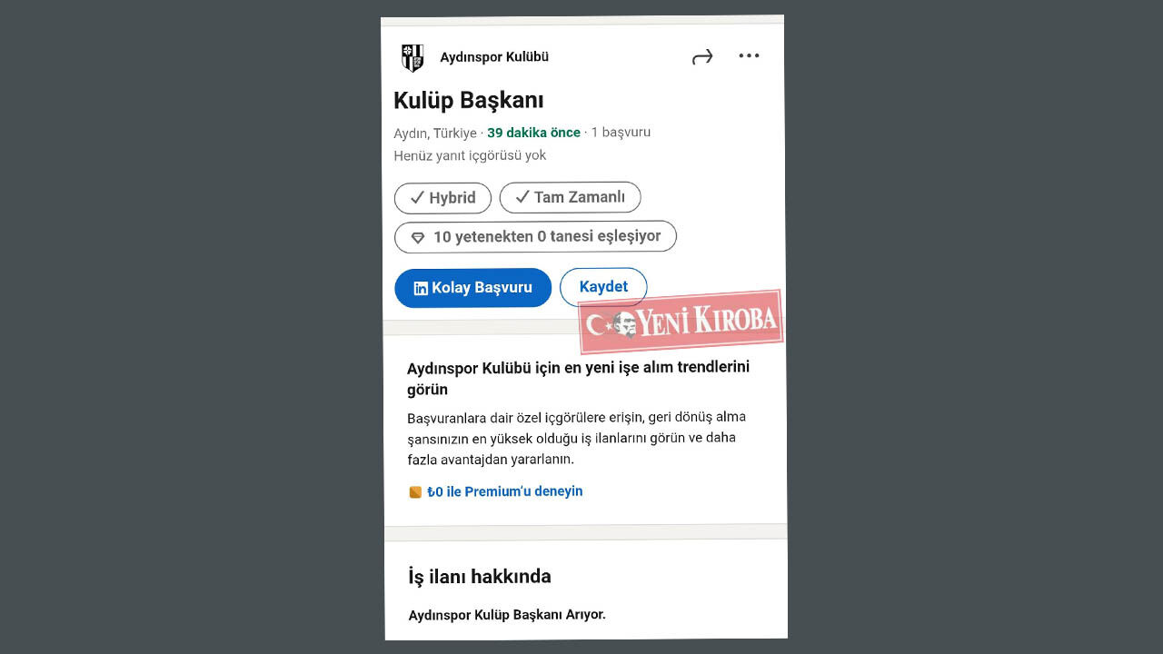 Yeni Kıroba Aydınspor Başkan Arıyor