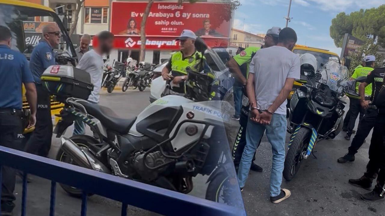 Aydın’da motosikleti trafikten men edilen ehliyetsiz sürücü çılgına döndü!